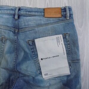 Purple Brand P001 Slim Fit Jeans Mens 34 Light Indigo Low Rise Tie Dye